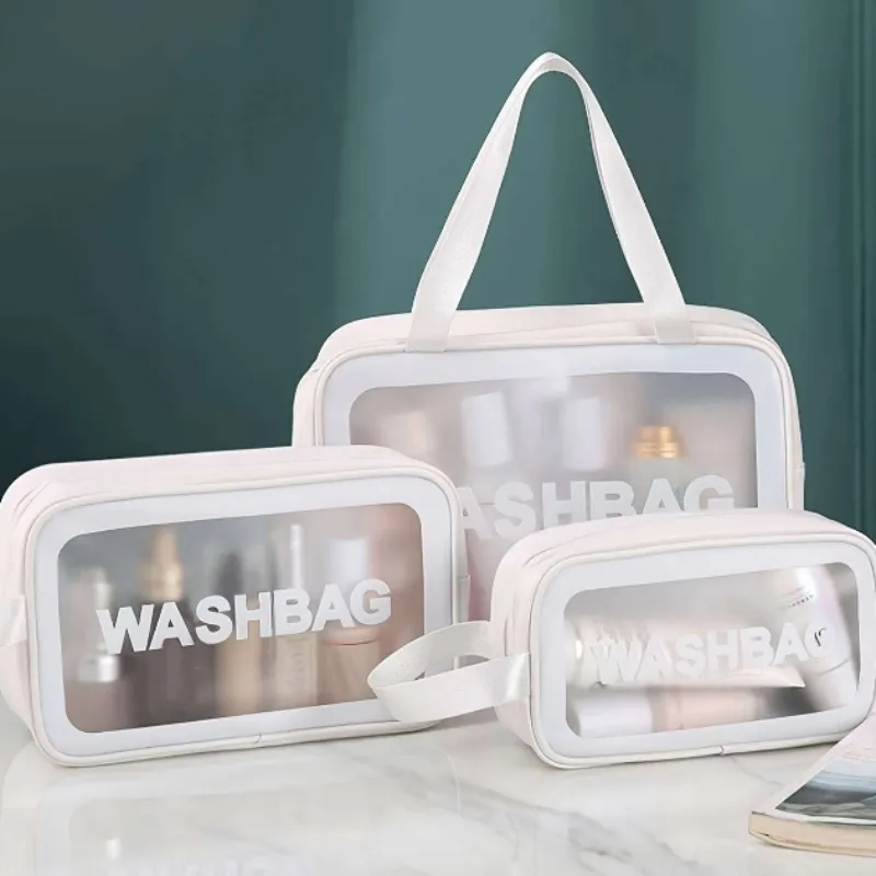 PVC Waterproof Toiletry Bag Set of 3 – Large Capacity Travel Makeup & Cosmetic Organizer for Men & Women - Detailed Feature View 5