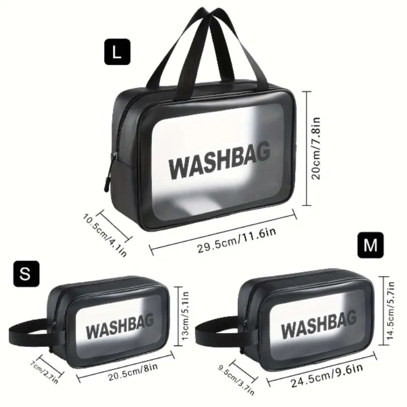 PVC Waterproof Toiletry Bag Set of 3 – Large Capacity Travel Makeup & Cosmetic Organizer for Men & Women - Detailed Feature View 4