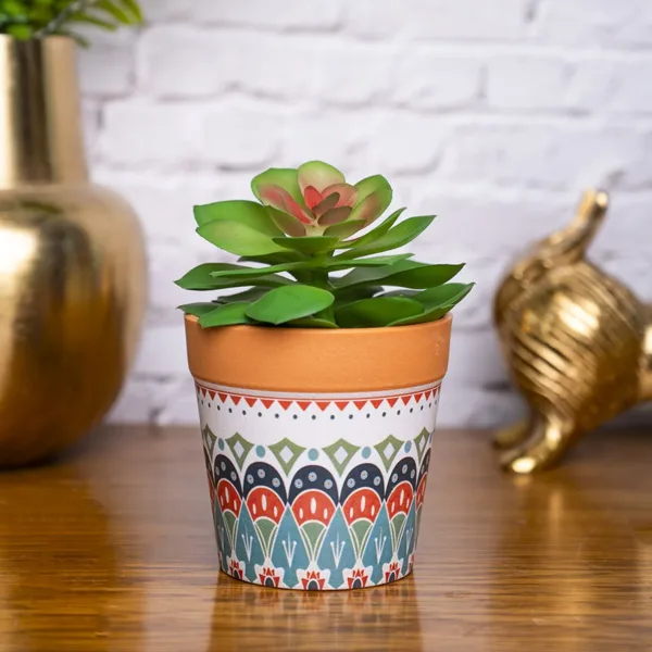 VON CASA Artificial Potted Plant – Mandala Style