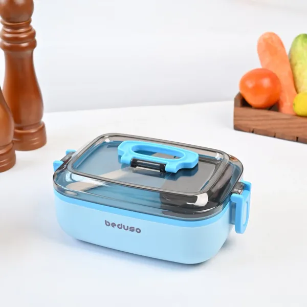 VON CASA Blue Plastic Lunch Box with Spoon