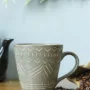 Premium VON CASA Ceramic Coffee Mug - 320 Ml, Brown & Engrabed - Buy Online at Alikart