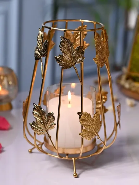 VON CASA Glass Votive Holder with Metal Basket