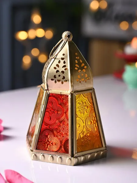 VON CASA Golden Hanging Lantern Frustum Shape