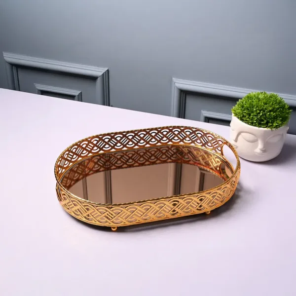 VON CASA Golden Large Tray – Glossy Finish