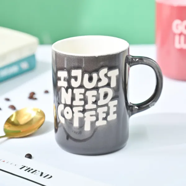 VON CASA Grey Mug (I Just Need Coffee) – 420Ml