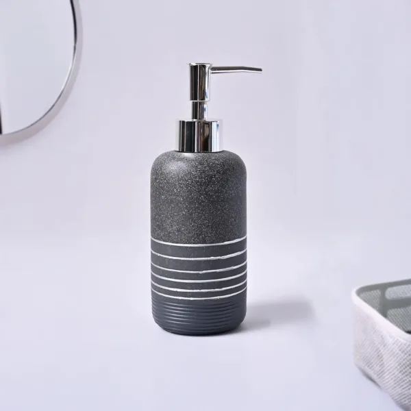 VON CASA Grey Polyresin Soap Dispenser – Sleek & Durable