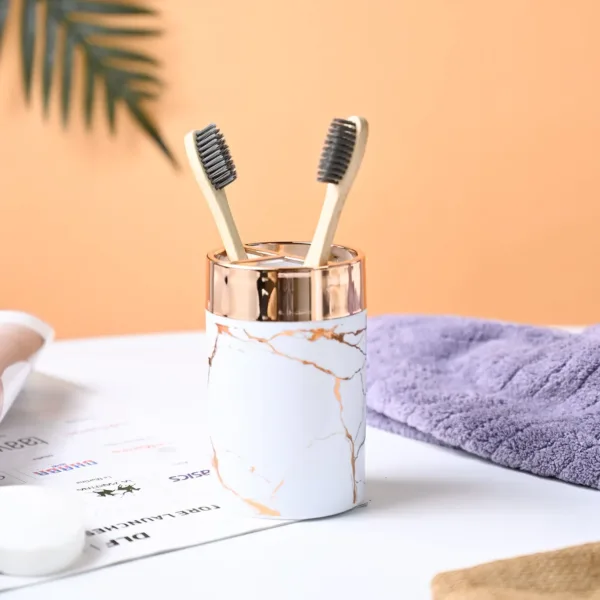 VON CASA Marble Toothbrush Holder – White