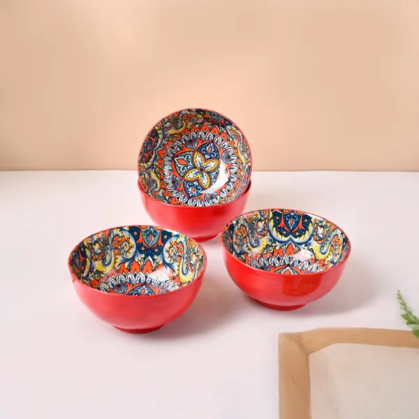 VON CASA Orange Ceramic Bowl Set Of 4