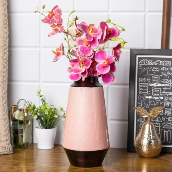VON CASA Pink Bud Shape Vase (Pink Enamel)