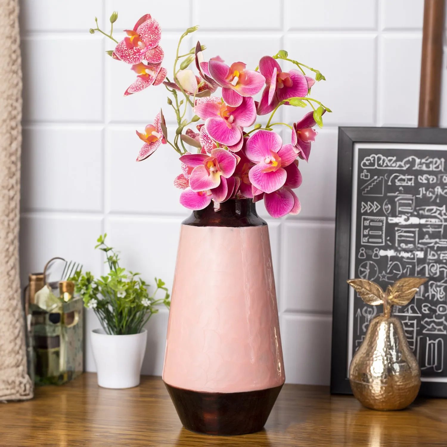Premium VON CASA Pink Bud Shape Vase (Pink Enamel) - Buy Online at Alikart