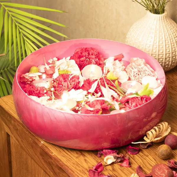 VON CASA Pink Decorative Bowl (Peach Enamel)