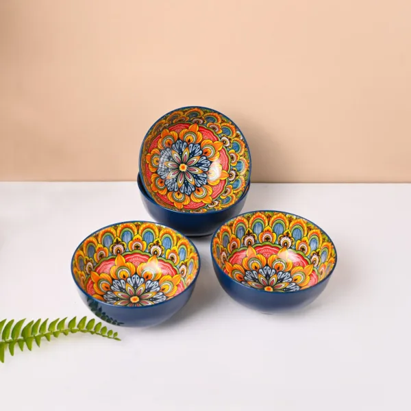 VON CASA Purple Ceramic Bowl Set Of 4