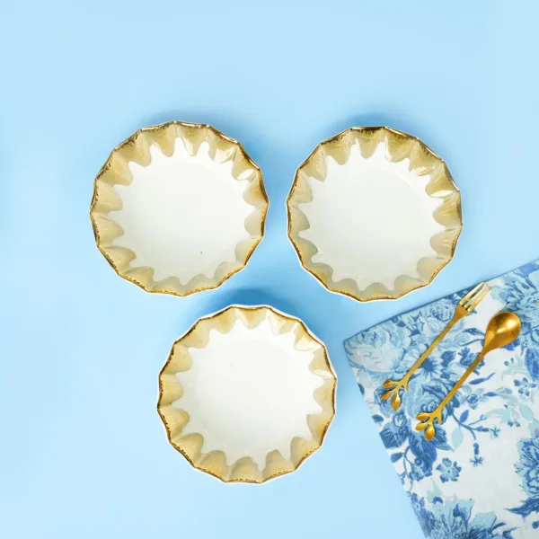 VON CASA Scalloped Ceramic Bowl Gift Set (Set Of 3)