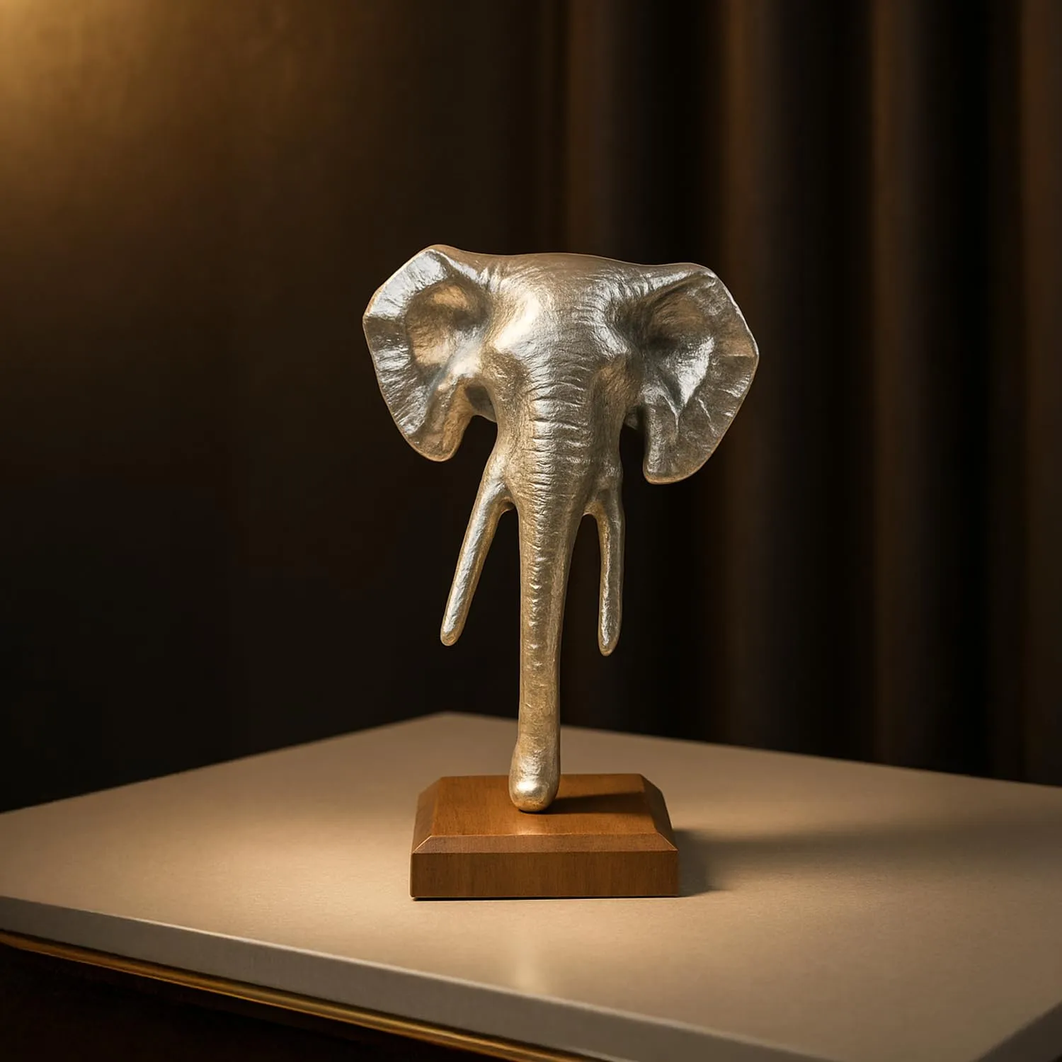Premium VON CASA Silver Elephant Head Sculpture - Buy Online at Alikart