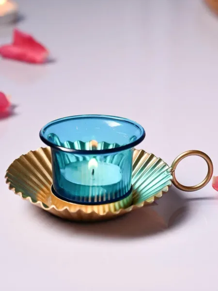 VON CASA Tea-Light Holder Set Of 2 – Turquoise