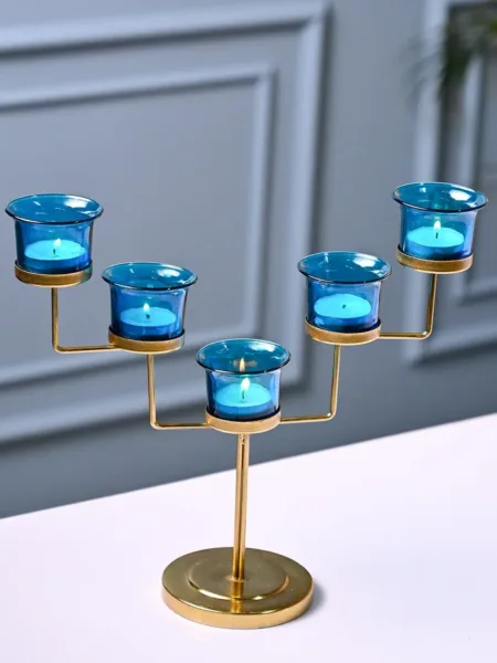 VON CASA Turquoise 5 Votive T- Light Holder