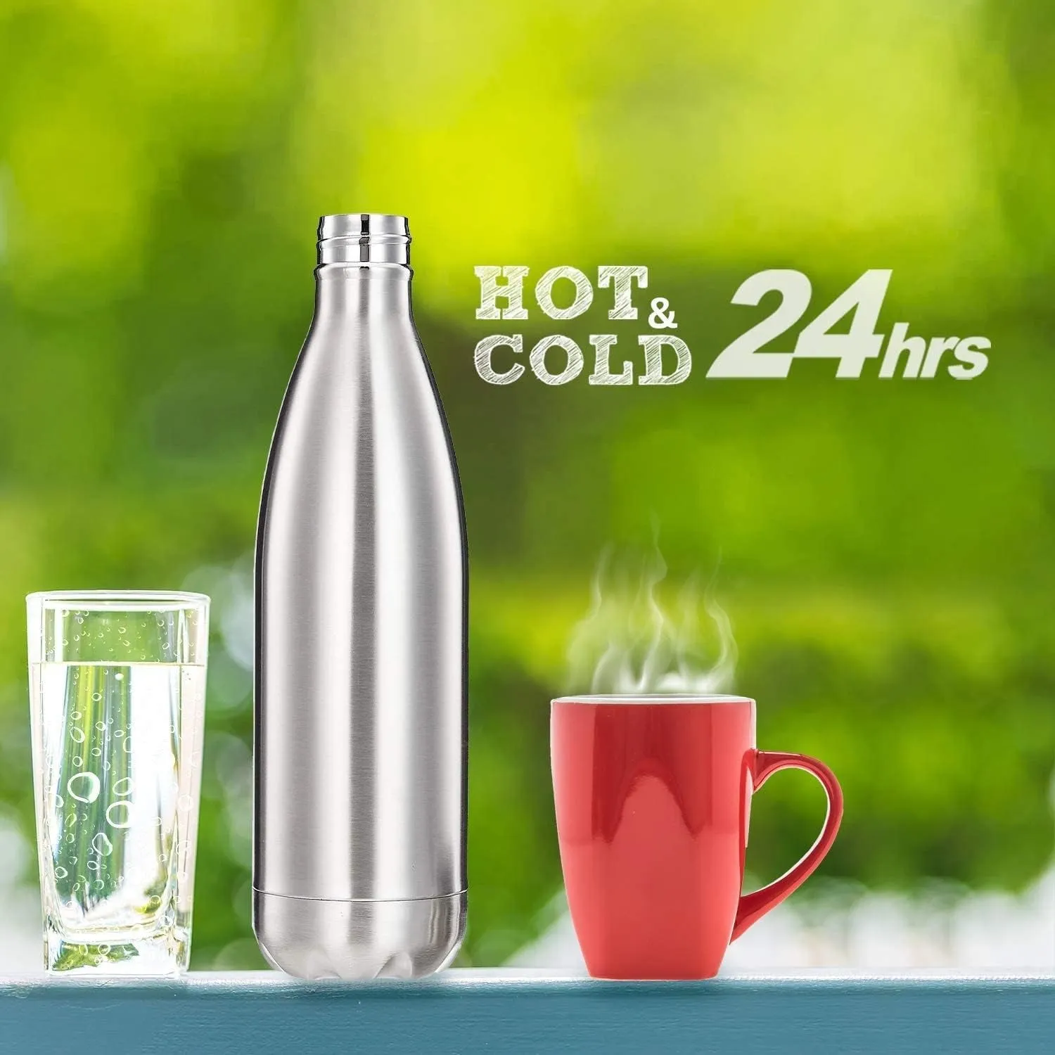 Stainless Steel Vacuum Insulated Water Bottle 1000 ML Hot Cold Flask (1 Pc) - Detailed Feature View 2