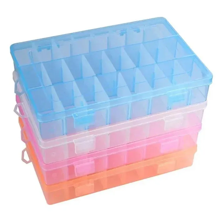 Premium 24-Grid Large Plastic Storage Organizer Container – Multipurpose Transparent Box for Jewelry, Accessories & Small Items (Random Color) - Buy Online at Alikart