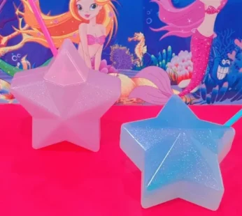 Star Shape Water Plastic Cup With Straw