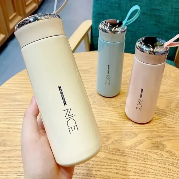 400ml Printed Glass Water Bottle – Leak-Proof Travel Bottle with Cute Design, Reusable Eco-Friendly Bottle for Office, School & Outdoor