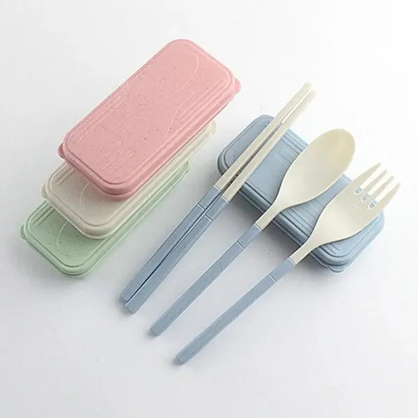 Premium 3-Piece Foldable Tableware Set – Portable Spoon, Fork & Chopsticks for Travel, Office & Outdoor Use(Random Color-Pack of 1) - Buy Online at Alikart