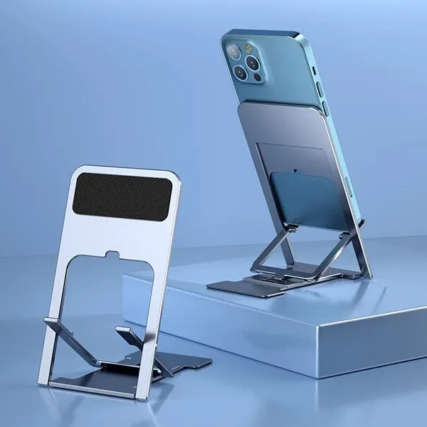 Foldable Adjustable Phone & Tablet Holder | Portable Tabletop Mobile Stand with Stable Base - Detailed Feature View 1