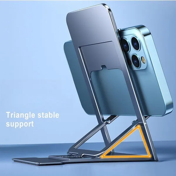 Foldable Adjustable Phone & Tablet Holder | Portable Tabletop Mobile Stand with Stable Base - Detailed Feature View 2