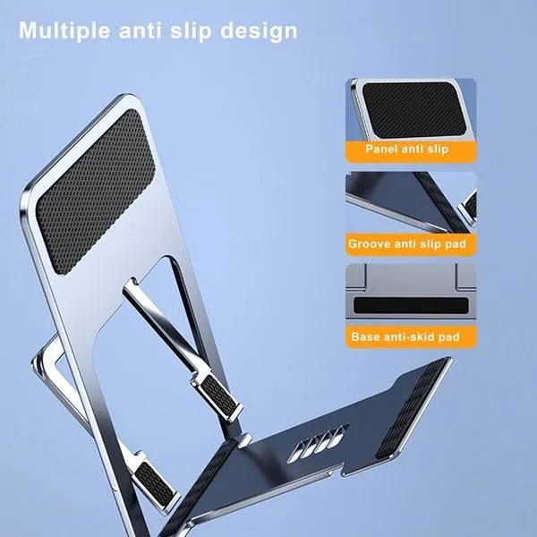 Foldable Adjustable Phone & Tablet Holder | Portable Tabletop Mobile Stand with Stable Base - Detailed Feature View 4