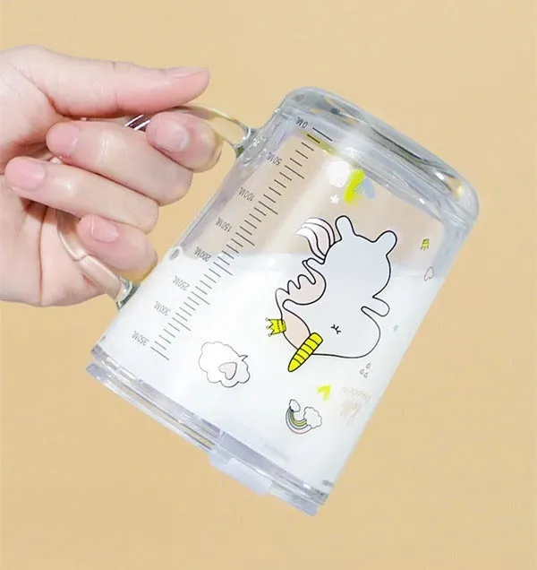 Cartoon Printed Glass Sipper Mug With Silicone Straw - Detailed Feature View 5