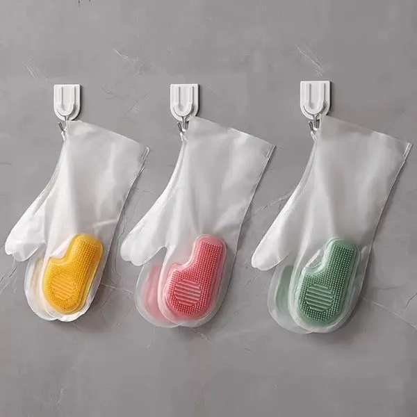 Waterproof And Non-slip Kitchen Cleaning Brush Gloves