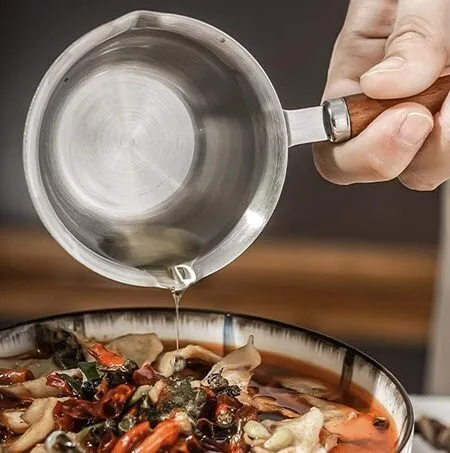Premium Stainless Steel Mini Saucepan, Tadka Pan with Handle, Rustproof Fast Heating Food Grade, Milk Butter Warmer Pot with Cool Handle for Making Syrup for Melting Butter (200ML) - Buy Online at Alikart