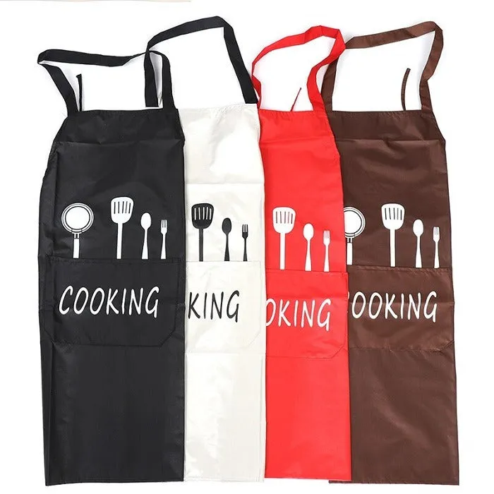 Cooking Print Apron – Waterproof Kitchen Apron for Cooking, Baking & Cleaning (Random Color-Pack of 1) - Detailed Feature View 2
