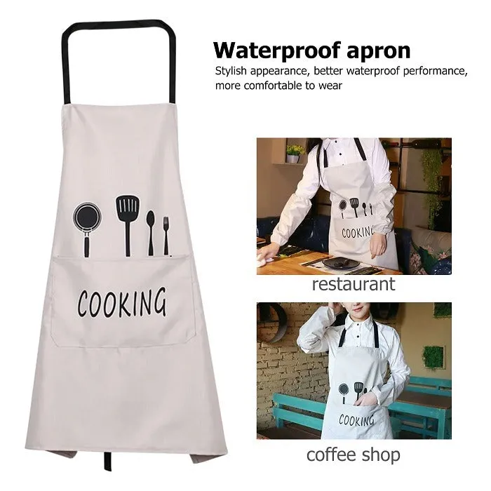 Cooking Print Apron – Waterproof Kitchen Apron for Cooking, Baking & Cleaning (Random Color-Pack of 1) - Detailed Feature View 3