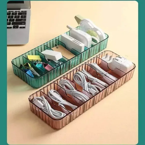 Data Cable Storage Box – Portable Organizer Case for USB Cables, Chargers, Earphones & Accessories(Random color-Pack of 1)