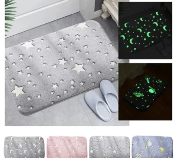 Microfiber Non-Slip Night Glow Mat – Glow-in-the-Dark Bathroom & Kitchen Rug (Random Print-Pack of 1)