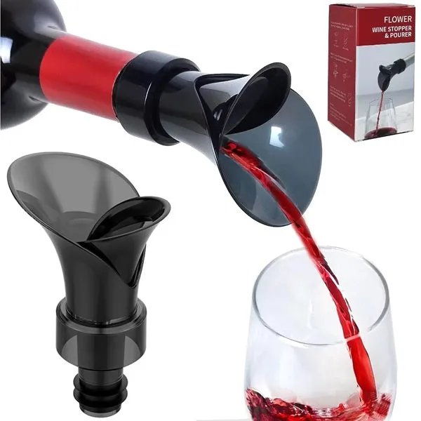 Flower-Shaped Wine Bottle Pourer – Plastic Drip-Free Pour Spout for Wine & Liquor (Pack of 1)