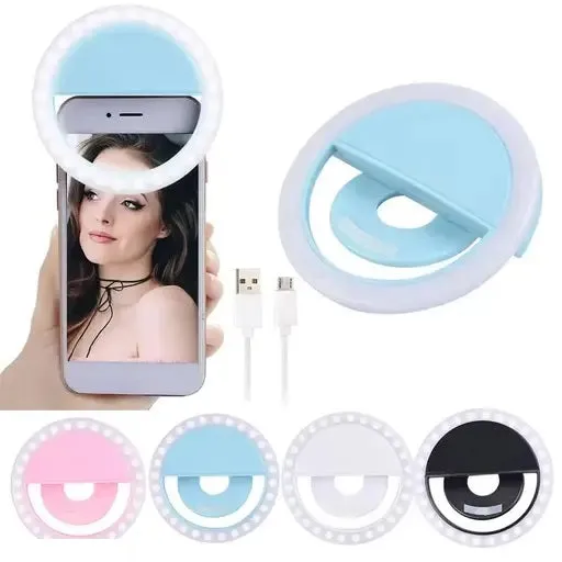 Premium Mini Mobile Selfie Ring Light, Portable LED Ring Selfie Light for All Smartphones, Tablets Enhancing Ring Light with 3 Level of Brightness for Photography Video Calling - Buy Online at Alikart