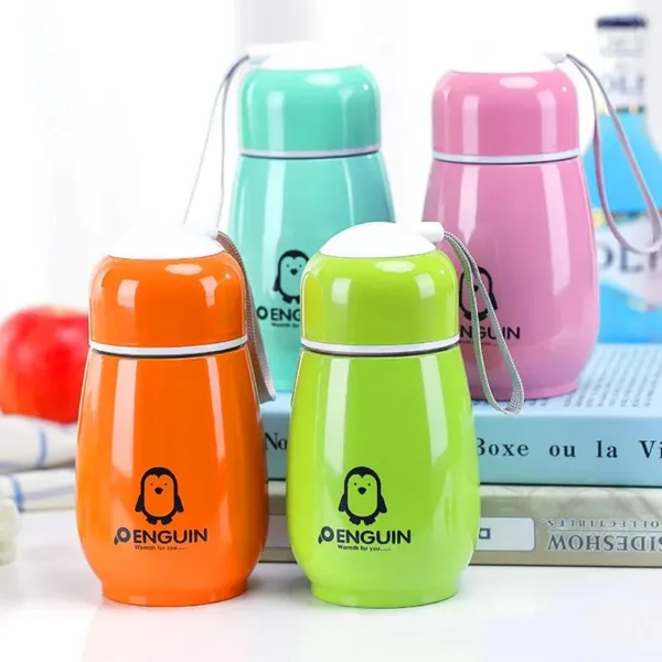 Penguin Shape Kids Water Bottle 150ml | Stainless Steel Mini Bottle for School & Travel (Random Design)