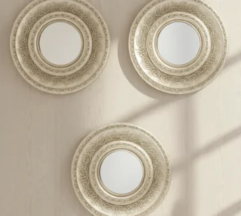 Wall Mirror, Wall Décor, Antique Finish, Champagne Colour, Plastic, Set of 3
