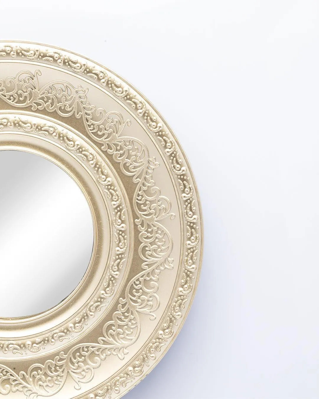 Wall Mirror, Wall Décor, Antique Finish, Champagne Colour, Plastic, Set of 3 - Detailed Feature View 3