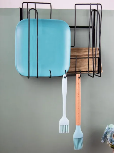 Wall Mount Pot Lid Organizer, Steel Storage Rack