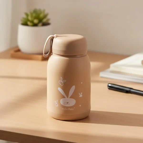 Bunny Print Glass Water Bottle – 330ML Leak-Resistant