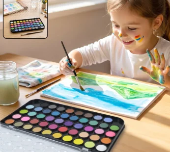 48 Color Solid Watercolor Palette Set with Brush for Art Painting (1 Set)