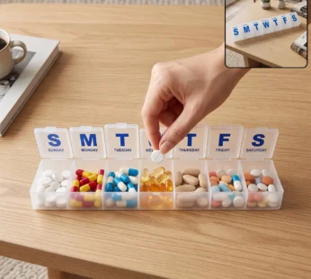 7 Day Weekly Plastic Pill Box Organizer with Daily Compartments (1 Pc)