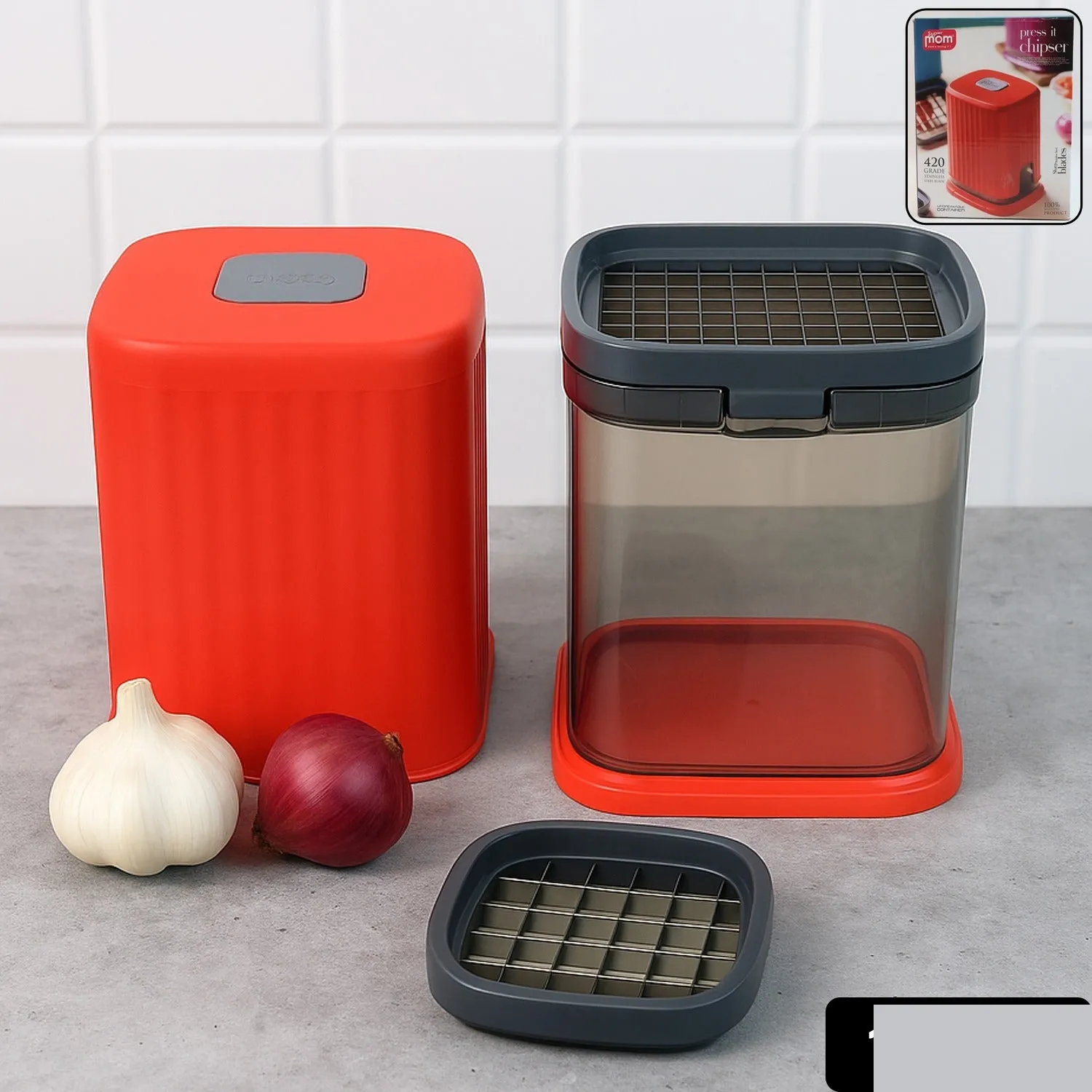 Onion Chopper – Multipurpose Manual Press with Storage Box - Detailed Feature View 1