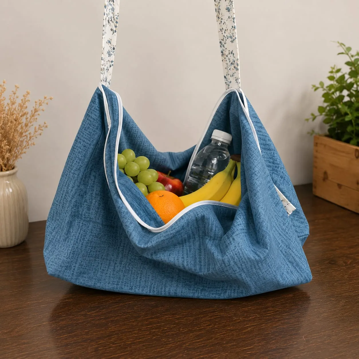 Multipurpose Foldable Cotton Storage Bag with Zipper & Handles | Spacious Organizer Bag for Clothes, Laundry & Household Items (Random Print) - Detailed Feature View 4