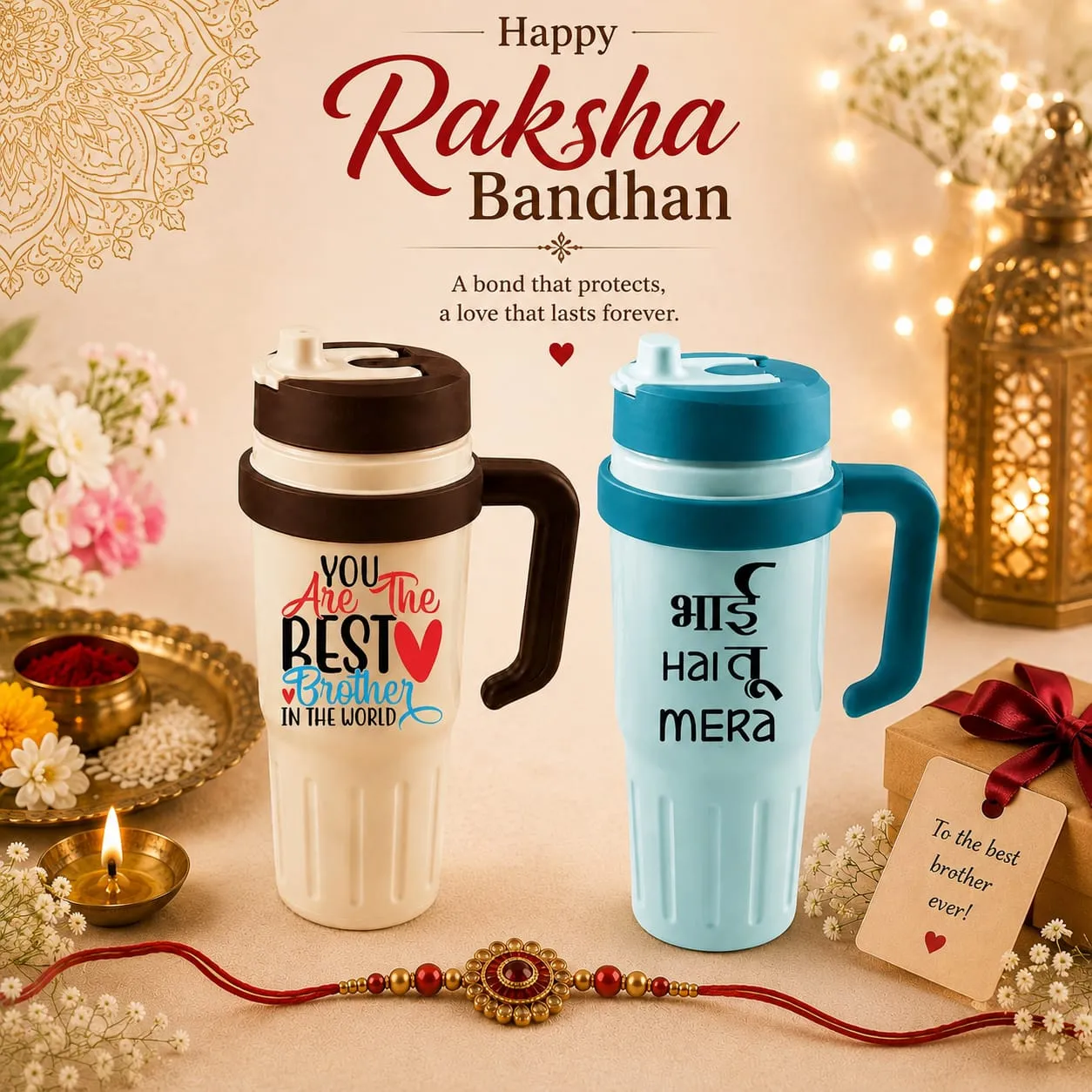 Premium Raksha Bandhan Special: Personalized Tumbler Gift for Brother | Rakhi Gift - Buy Online at Alikart