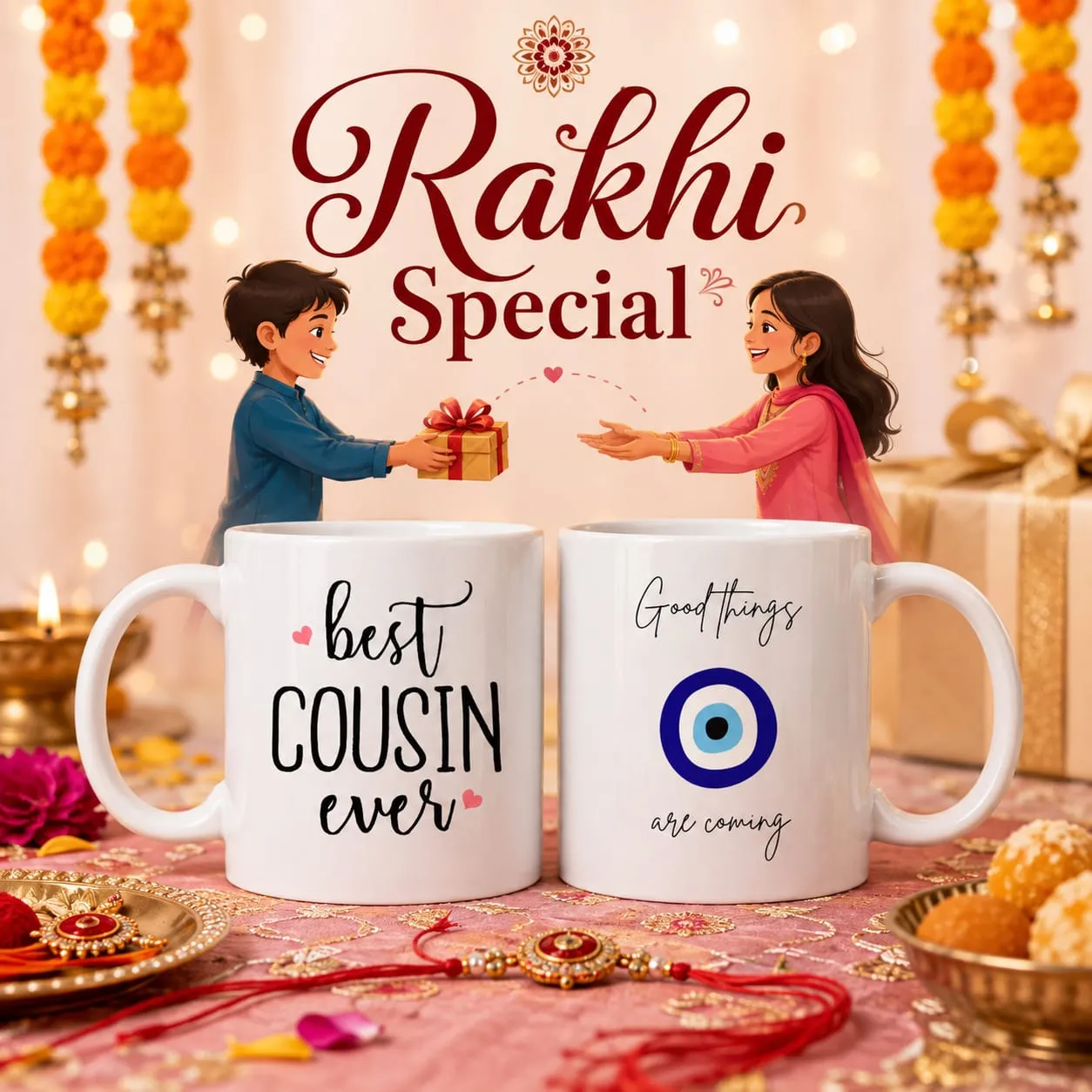 Premium Raksha Bandhan Special Coffee Mug for Cousin | Best Cousin Ever & Good Things Are Coming Printed Mugs | Rakhi Gift for Brother/Sister - Buy Online at Alikart