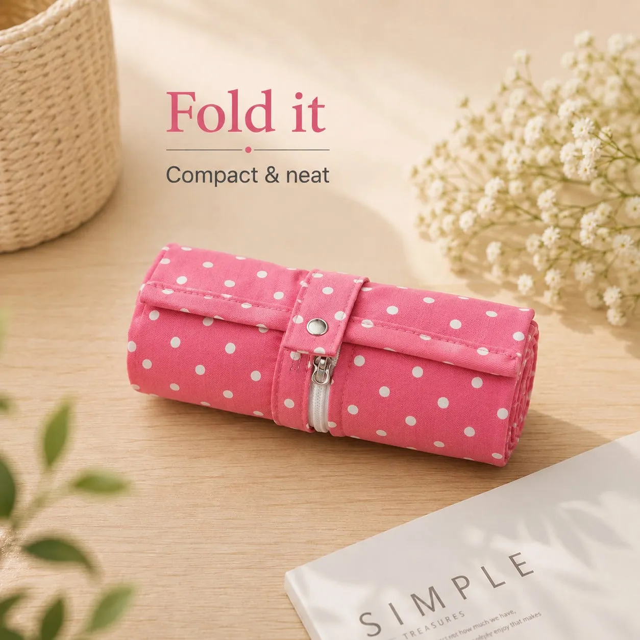 Multipurpose Foldable Cotton Storage Bag with Zipper & Handles | Spacious Organizer Bag for Clothes, Laundry & Household Items (Random Print) - Detailed Feature View 7