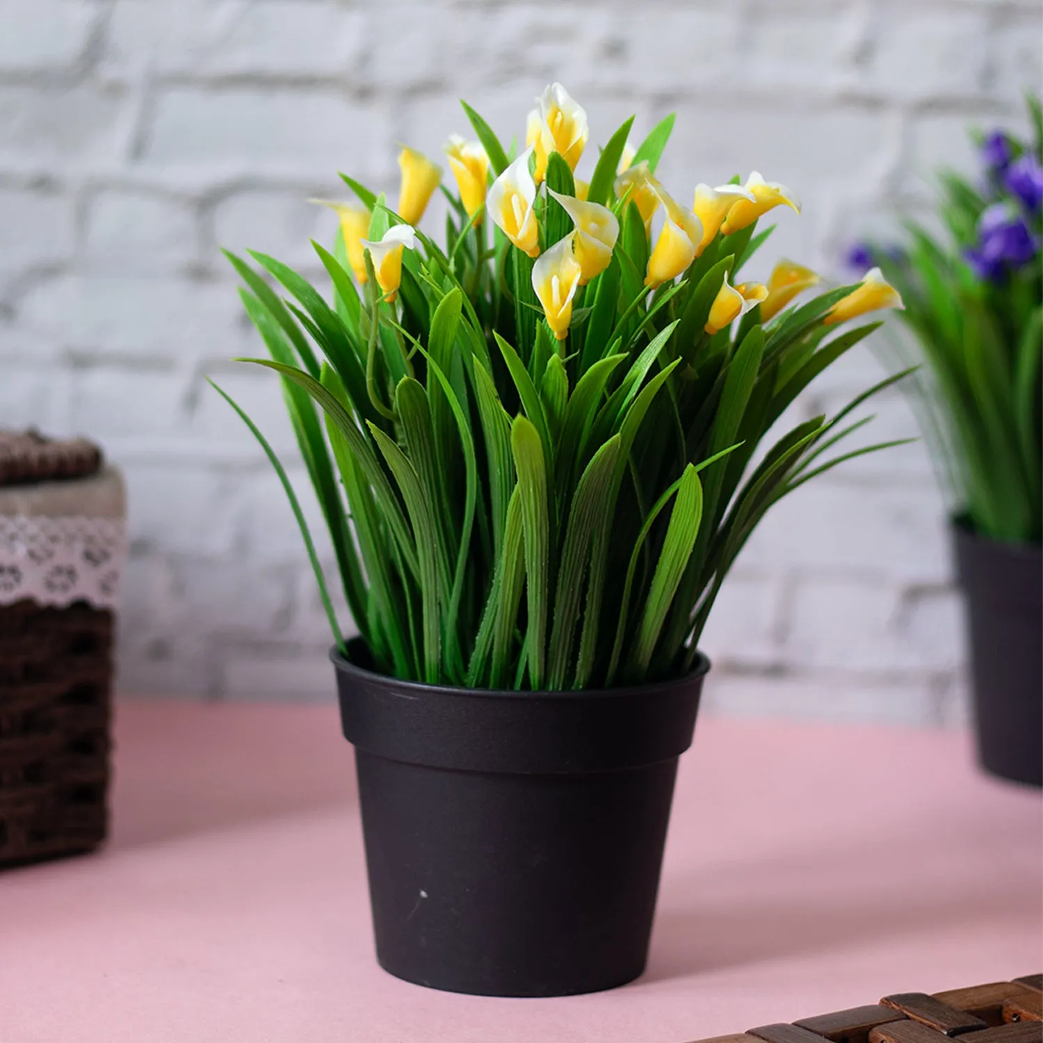 Premium White Artificial Flower With Pot - Buy Online at Alikart